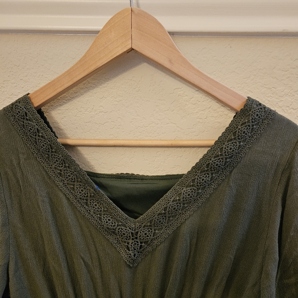 SCARLET DARKNESS Women's Forest Green Embroidered Renaissance Dress Small - Picture 9 of 15
